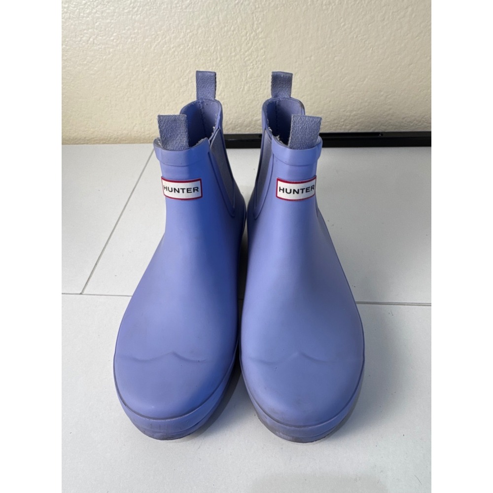 Hunter Chelsea Rain Boots Womens Size 6 38 Blue Rubber Waterproof Ankle Bootie